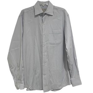 Tommy Bahama Long Sleeved Button Down Shirt Pale Blue w/ Carmel Brown Stripes